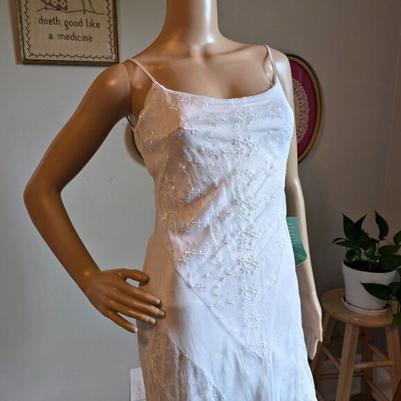 NWT Vintage 90s Y2K Masquerade White Prom Gown Silver Glitter Fairycore Bridal - Picture 4 of 15